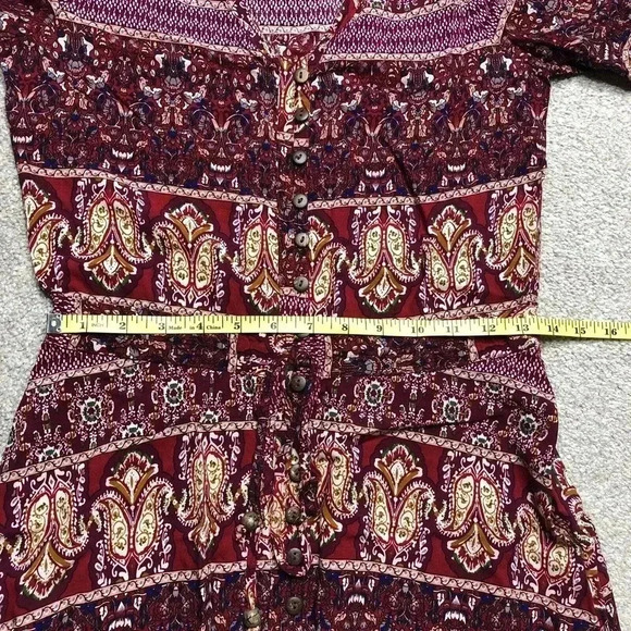 Le Salty Label Maxi Dress Boho Gypsy Button Front V Neckline Short Sleeves - Picture 4 of 10